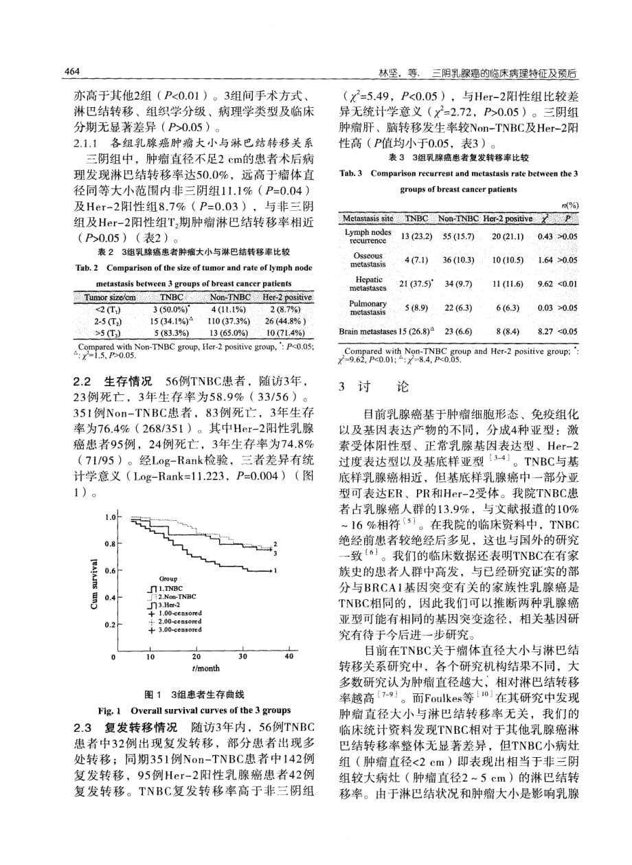 三阴乳腺癌的临床病理特征及预后资料_第3页