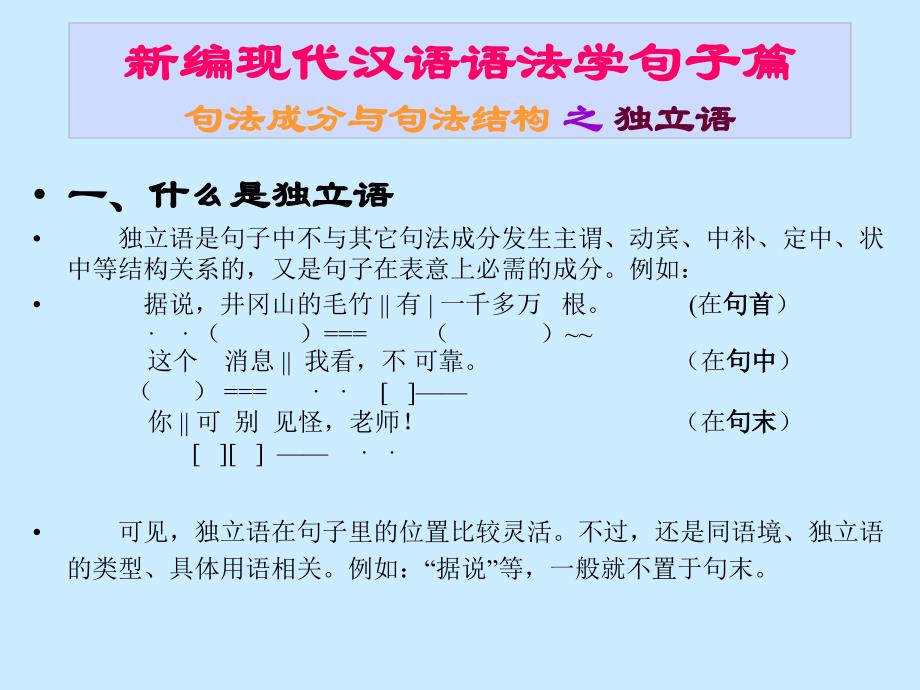 新编现代汉语语法学句子篇-句法成分与句法结构-之-独立语_第1页