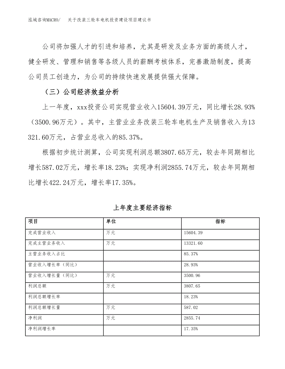 关于改装三轮车电机投资建设项目建议书范文（总投资17000万元）.docx_第4页