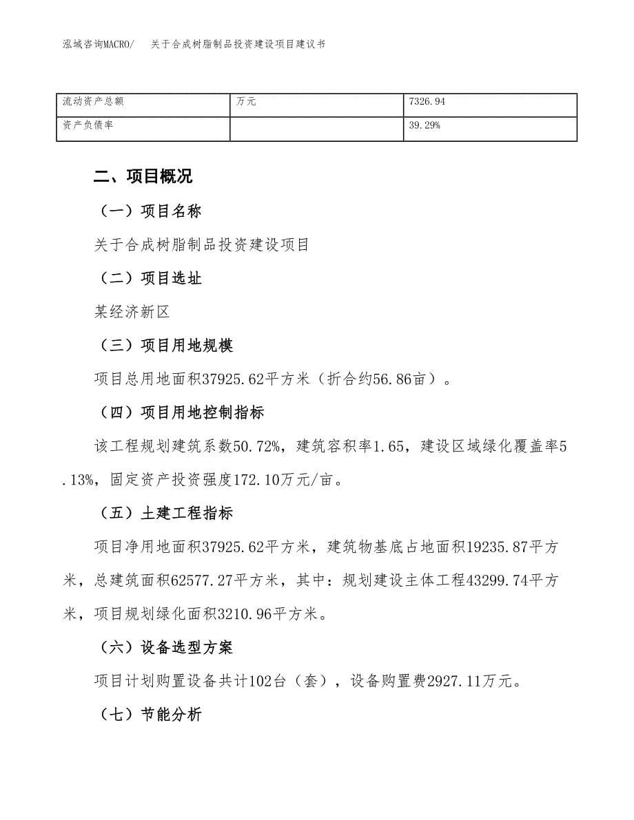 关于合成树脂制品投资建设项目建议书范文（总投资11000万元）.docx_第5页