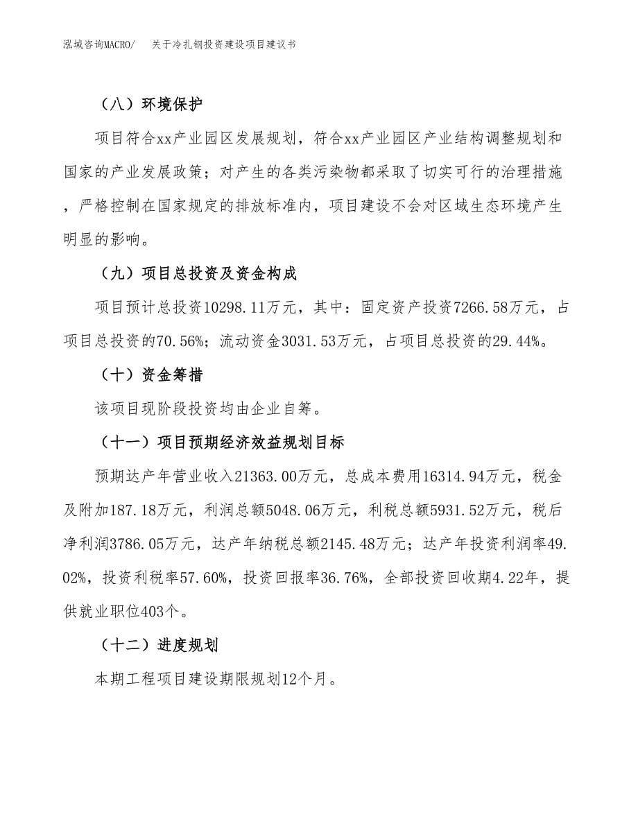 关于冷扎钢投资建设项目建议书范文（总投资10000万元）.docx_第5页