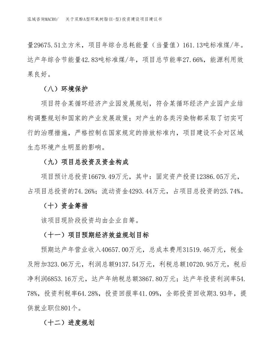 关于双酚A型环氧树脂(E-型)投资建设项目建议书范文（总投资17000万元）.docx_第5页