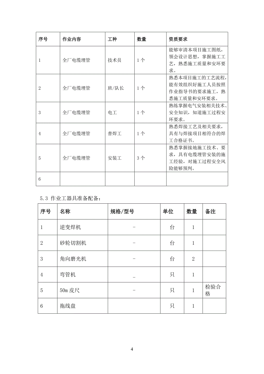 全厂电缆埋管安装制作作业指导书资料_第4页