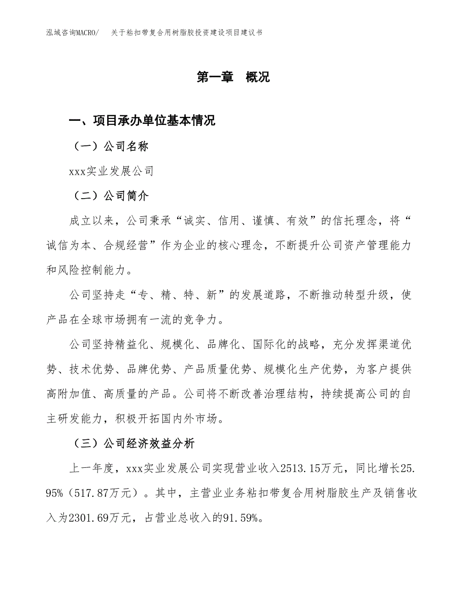 关于粘扣带复合用树脂胶投资建设项目建议书范文（总投资3000万元）.docx_第2页