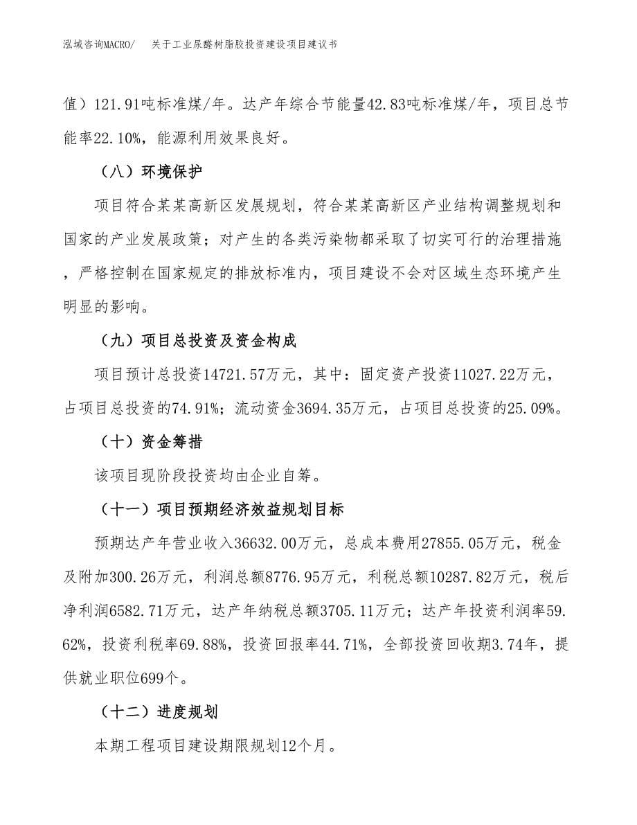 关于工业尿醛树脂胶投资建设项目建议书范文（总投资15000万元）.docx_第5页