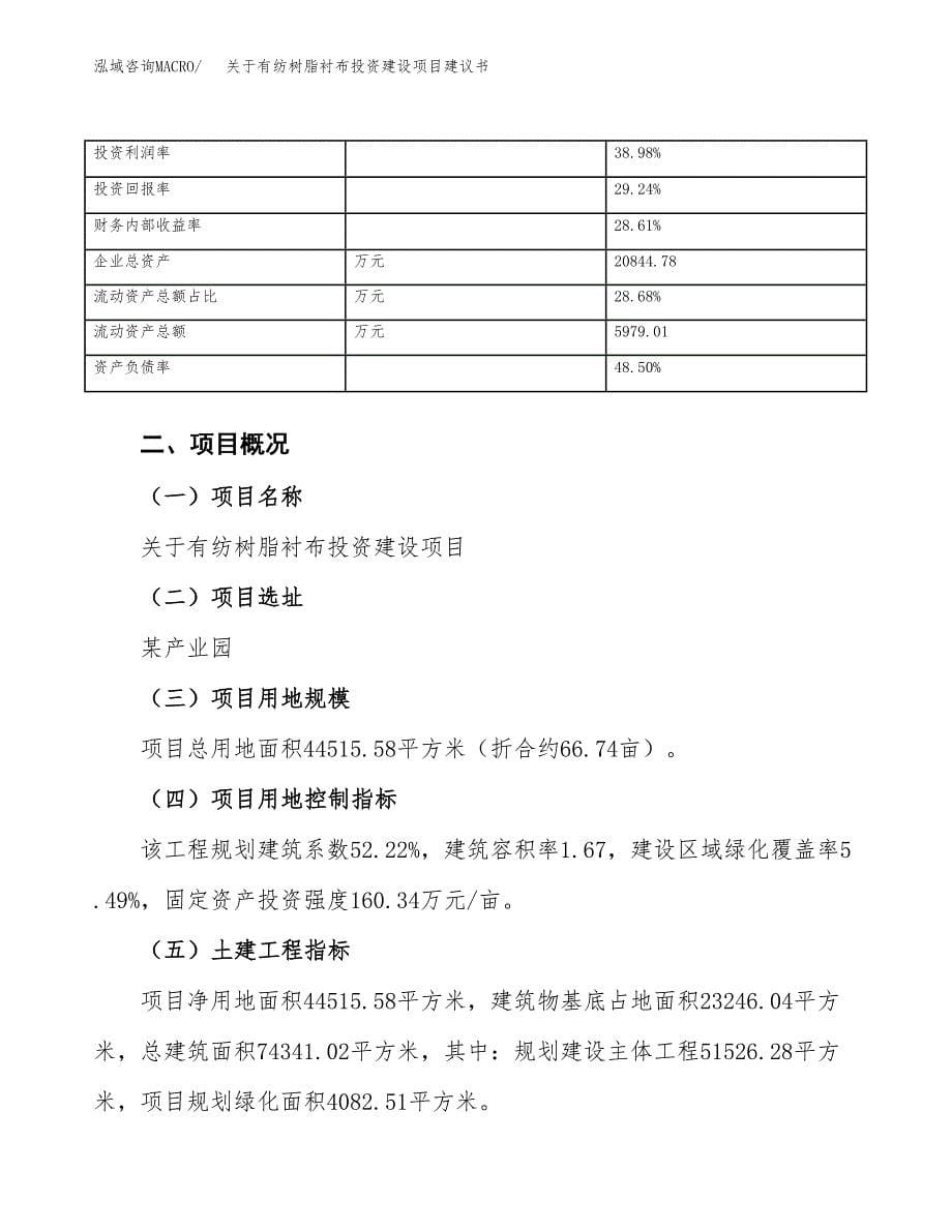 关于有纺树脂衬布投资建设项目建议书范文（总投资13000万元）.docx_第5页