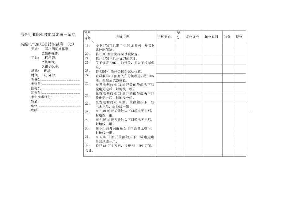 冶金行业职业技能鉴定实作试卷_第5页