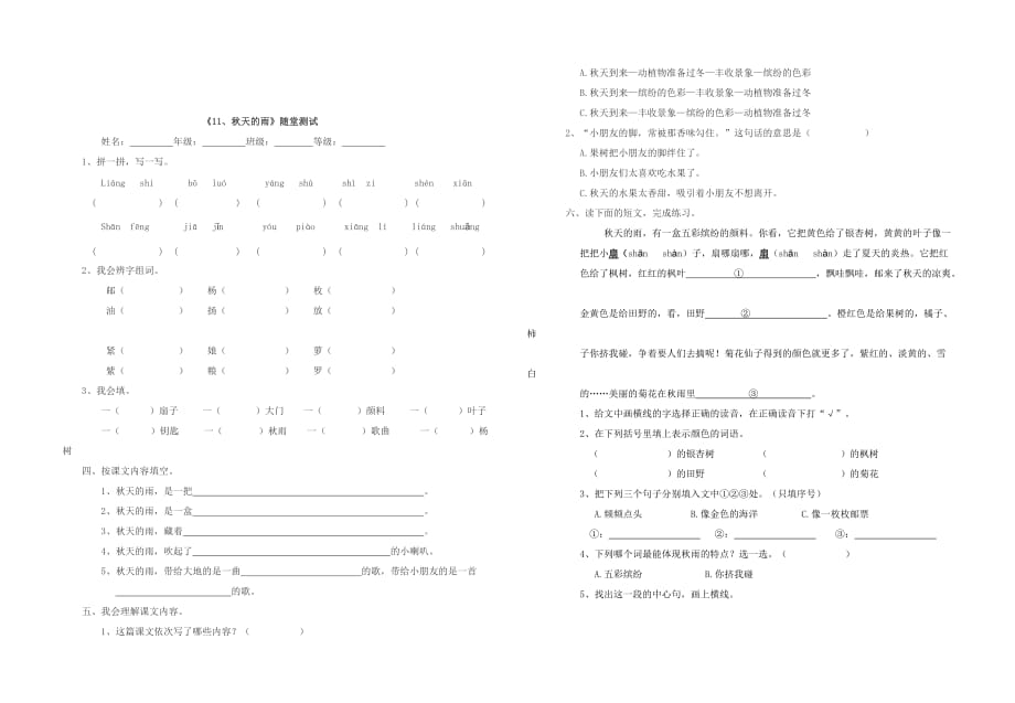 《11、春天的雨练习题_第2页