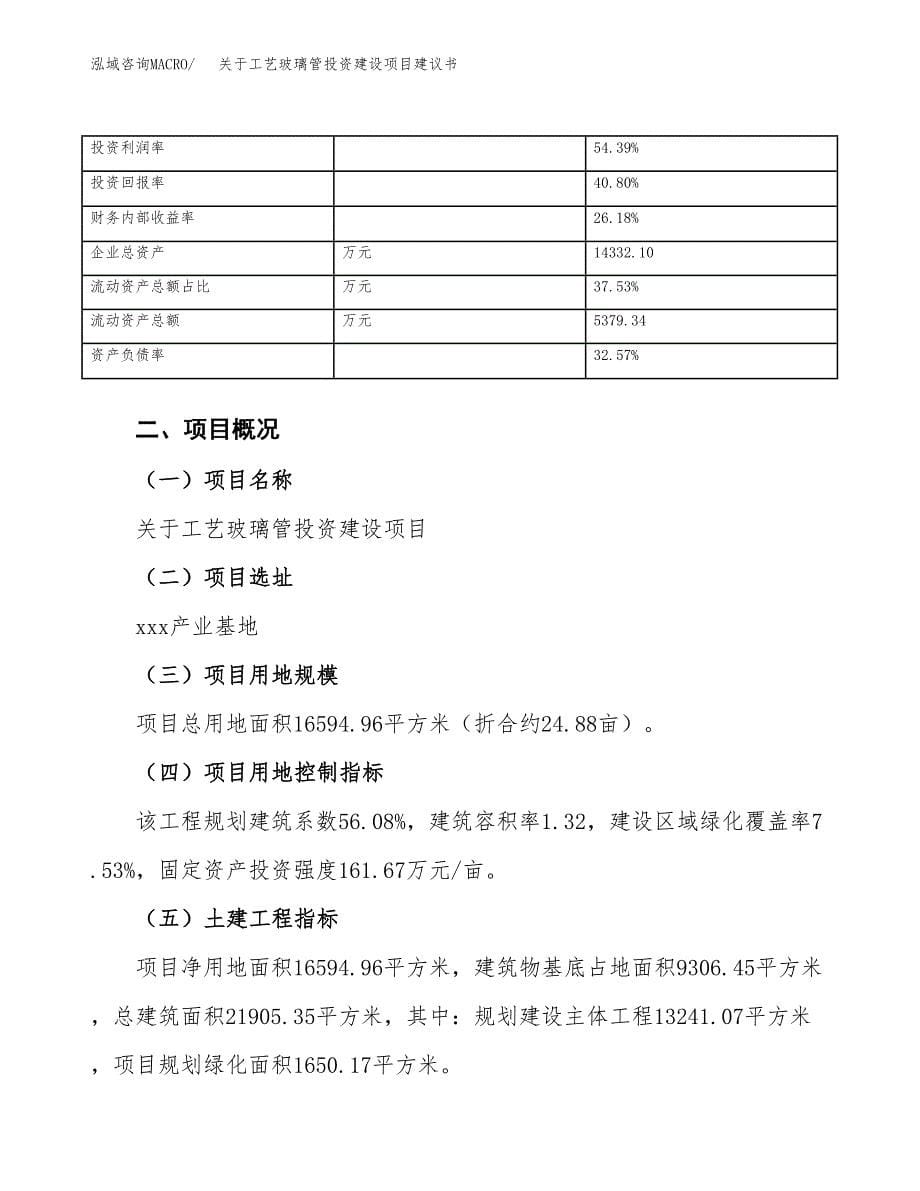 关于工艺玻璃管投资建设项目建议书范文（总投资6000万元）.docx_第5页