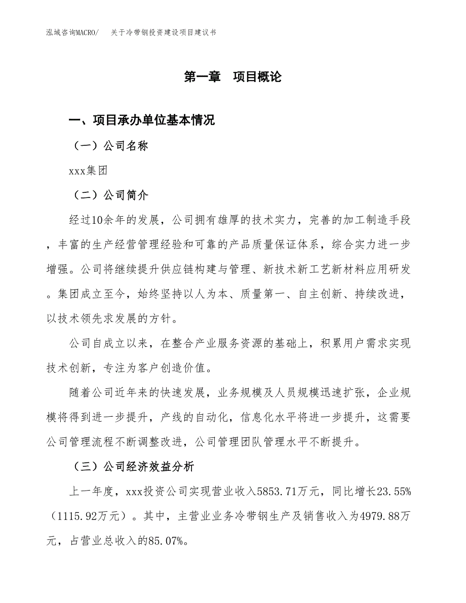 关于冷带钢投资建设项目建议书范文（总投资5000万元）.docx_第3页