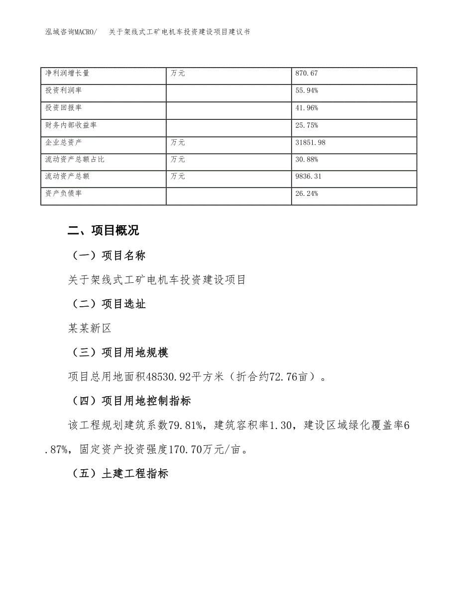 关于架线式工矿电机车投资建设项目建议书范文（总投资17000万元）.docx_第5页