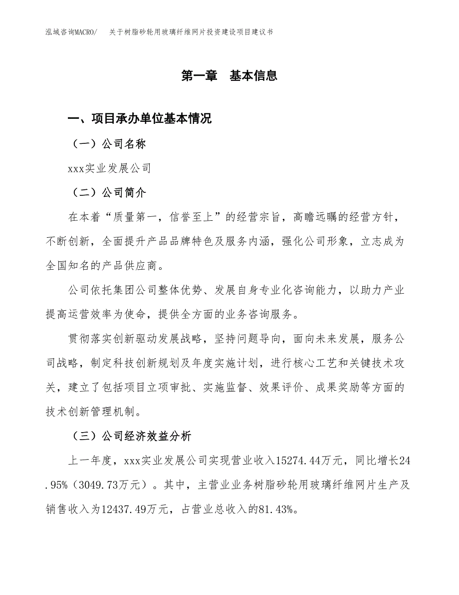 关于树脂砂轮用玻璃纤维网片投资建设项目建议书范文（总投资13000万元）.docx_第2页