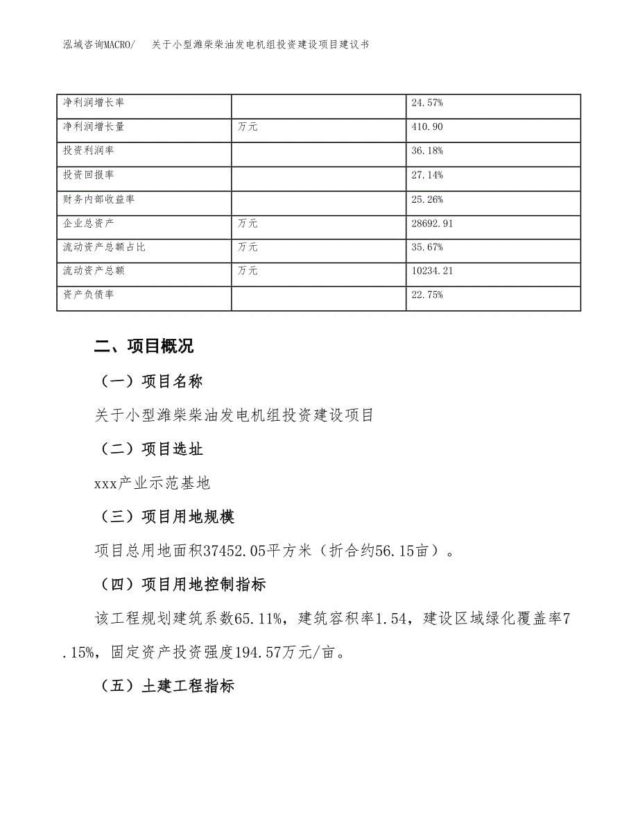 关于小型潍柴柴油发电机组投资建设项目建议书范文（总投资14000万元）.docx_第5页