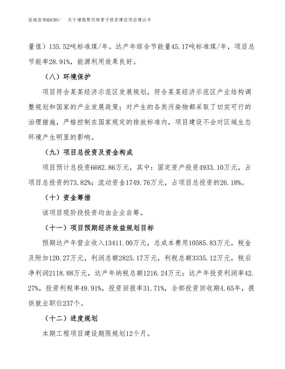 关于增强聚丙烯管子投资建设项目建议书范文（总投资7000万元）.docx_第5页