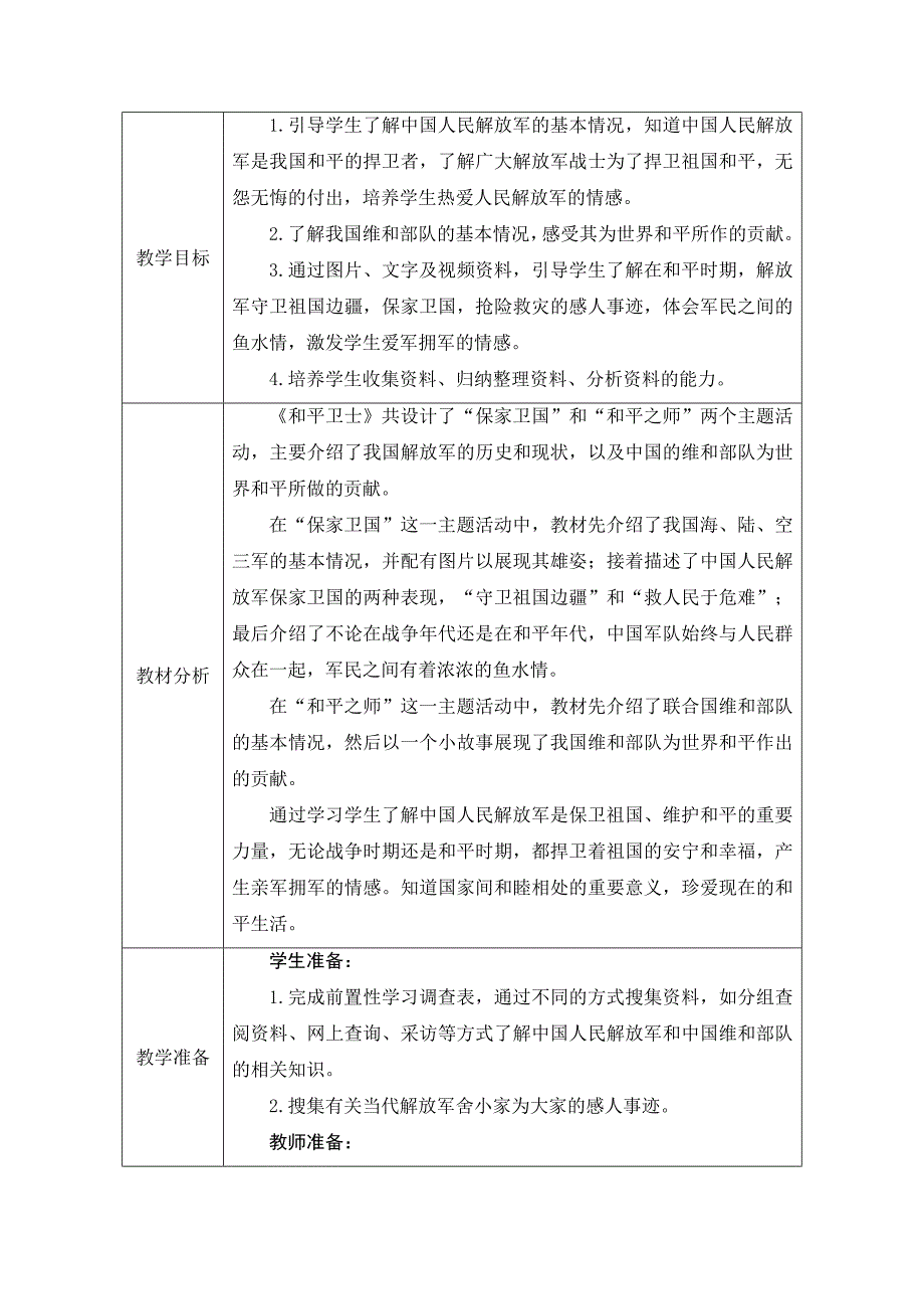 山东人民版小学六年级品德与社会下册和平卫士教案_第2页