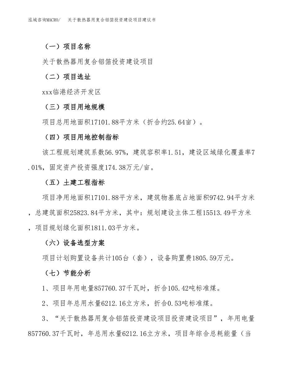 关于散热器用复合铝箔投资建设项目建议书范文（总投资5000万元）.docx_第5页