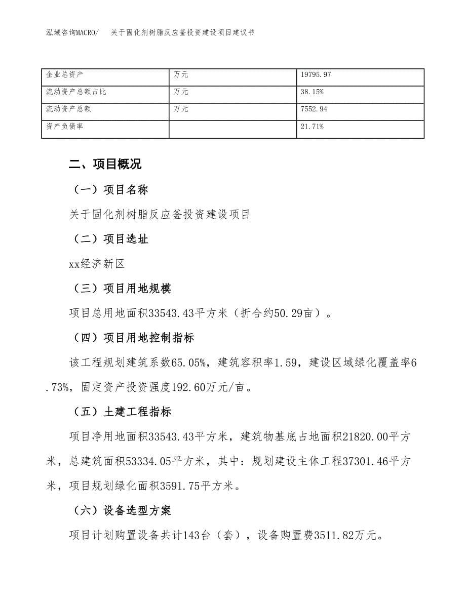 关于固化剂树脂反应釜投资建设项目建议书范文（总投资11000万元）.docx_第5页