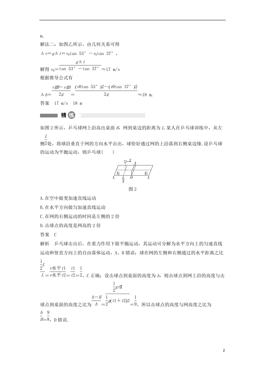 2017-2018学年高中物理 模块要点回眸4 平抛运动的六个重要结论 新人教版必修2_第2页