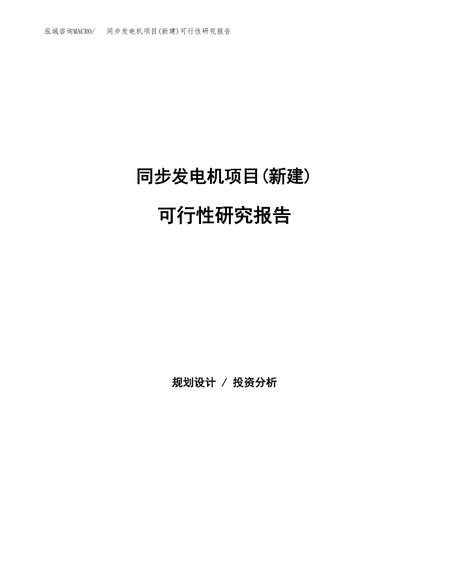 同步发电机项目(新建)可行性研究报告.docx_第1页