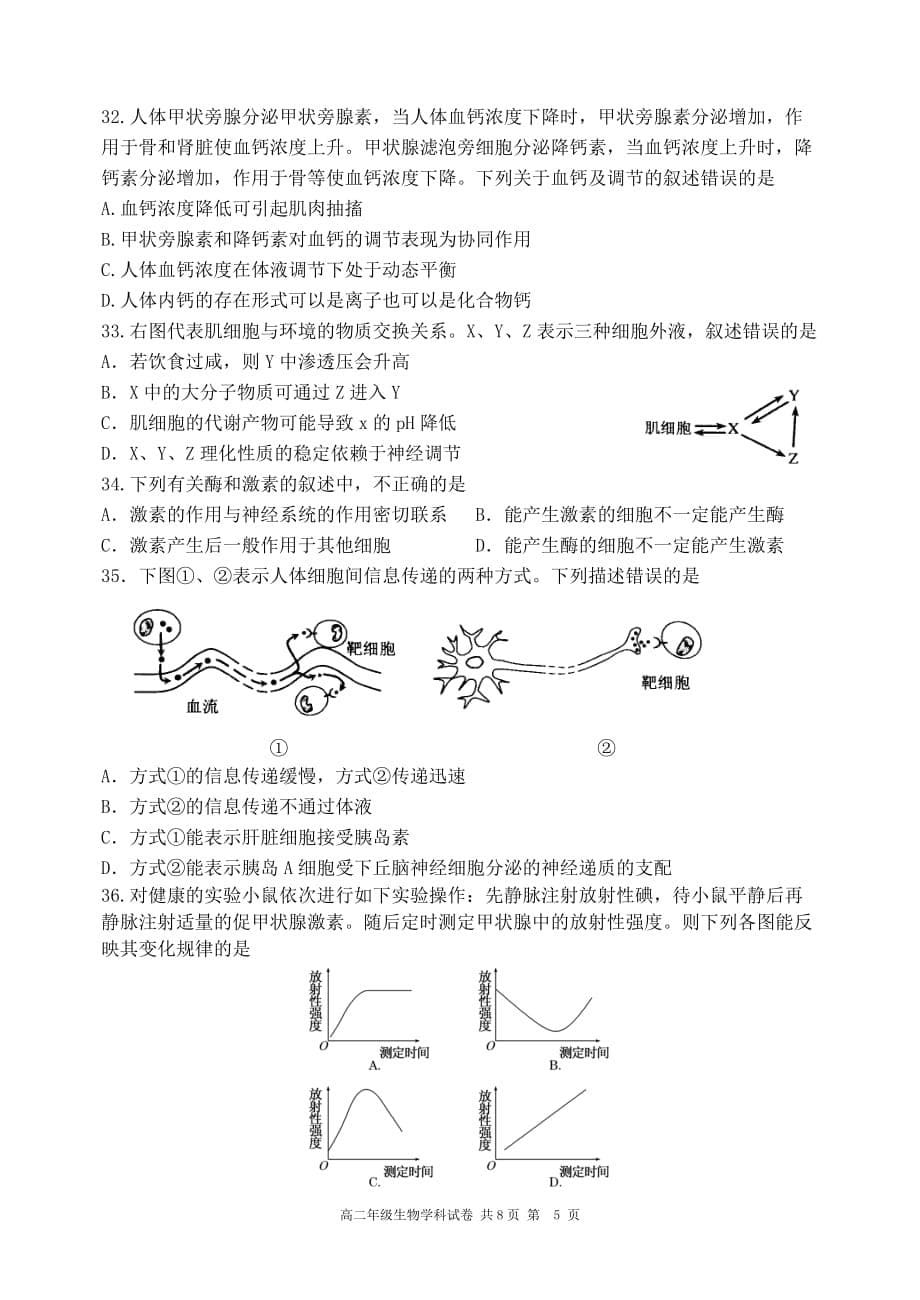 大连24中-2014-2015高二生物其中测试题_第5页