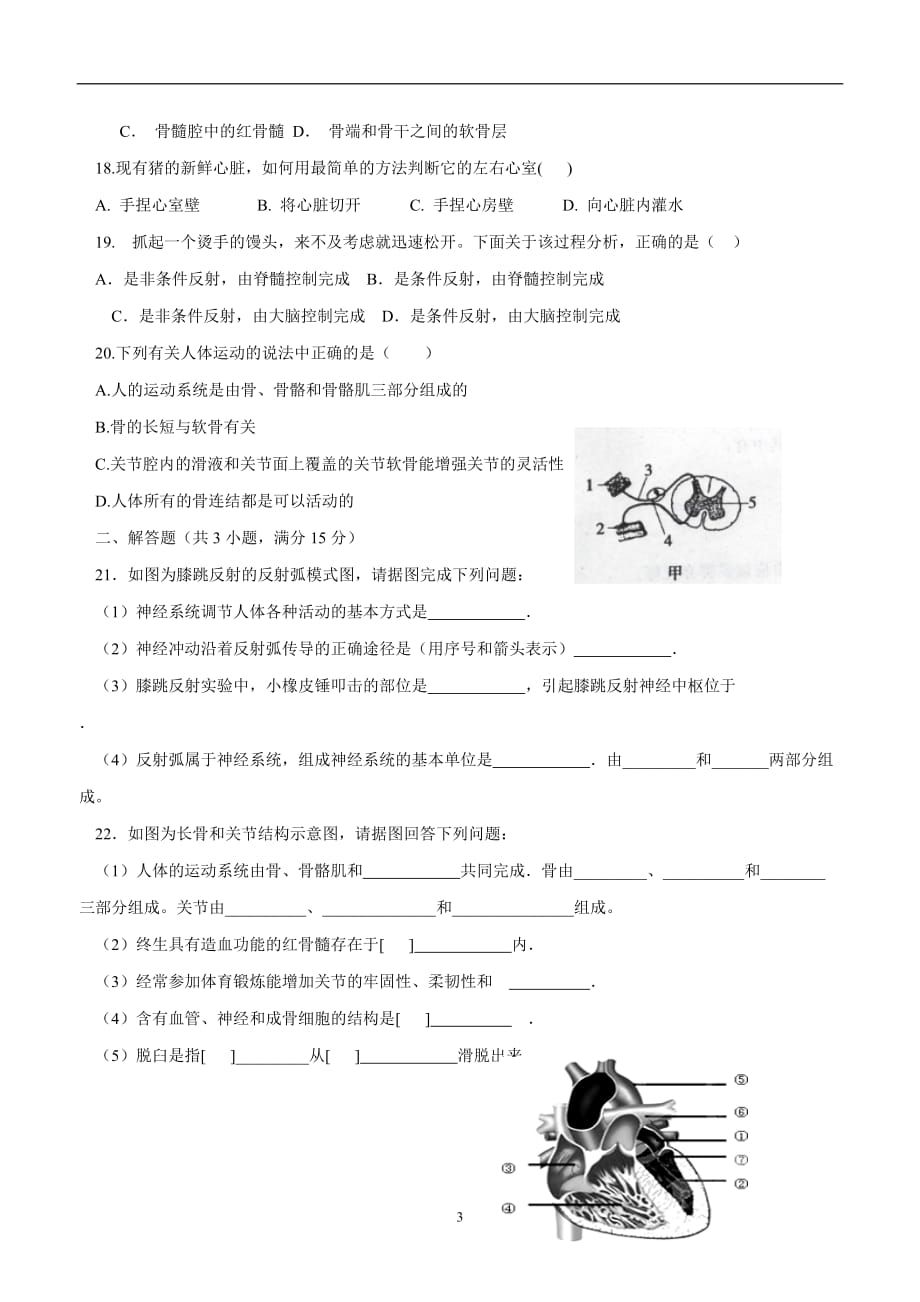 江苏省连云港市灌南私立新知双语学校16—17学年上学期七年级期中考试生物试题.doc_第3页