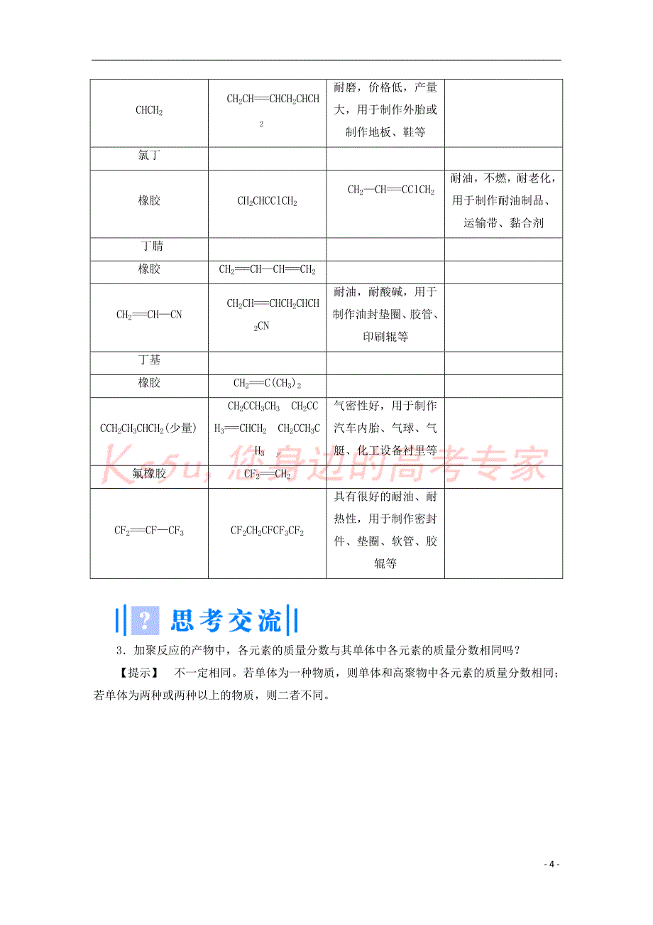 2017－2018学年高中化学 主题4 化石燃料石油和煤的综合利用 课题2 源自石油的化学合成教案 鲁科版选修2_第4页