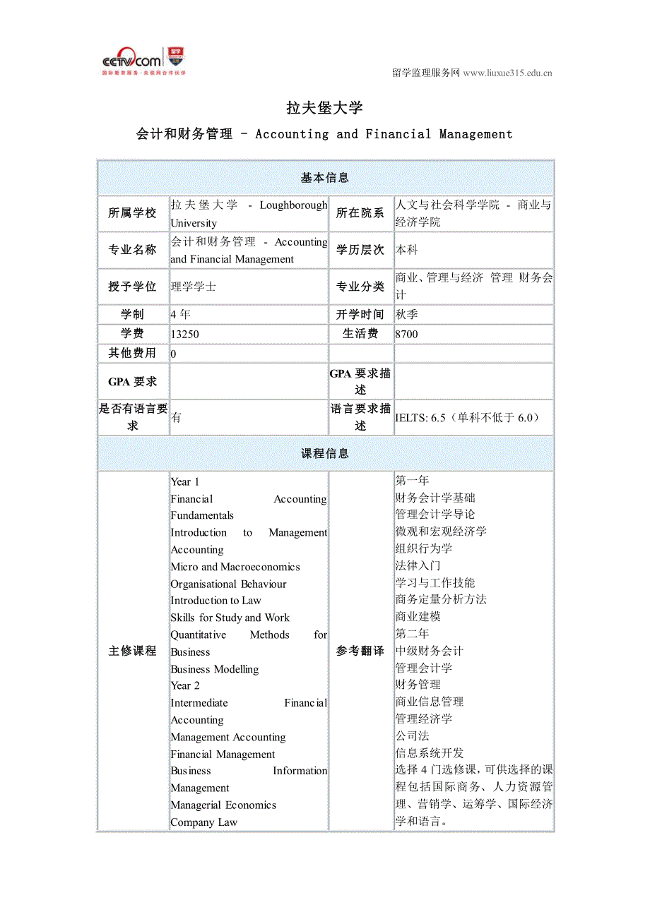 拉夫堡大学会计和财务管理本科_第1页