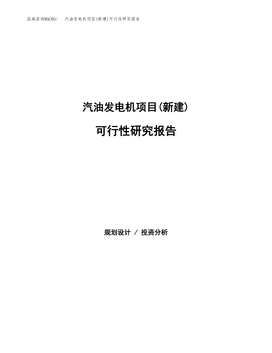 汽油发电机项目(新建)可行性研究报告.docx_第1页