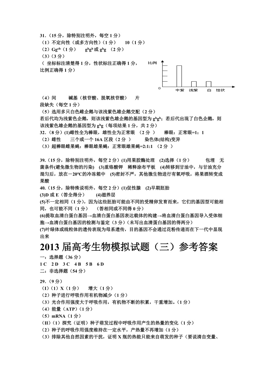 2013年高考生物模拟题参考答案_第2页