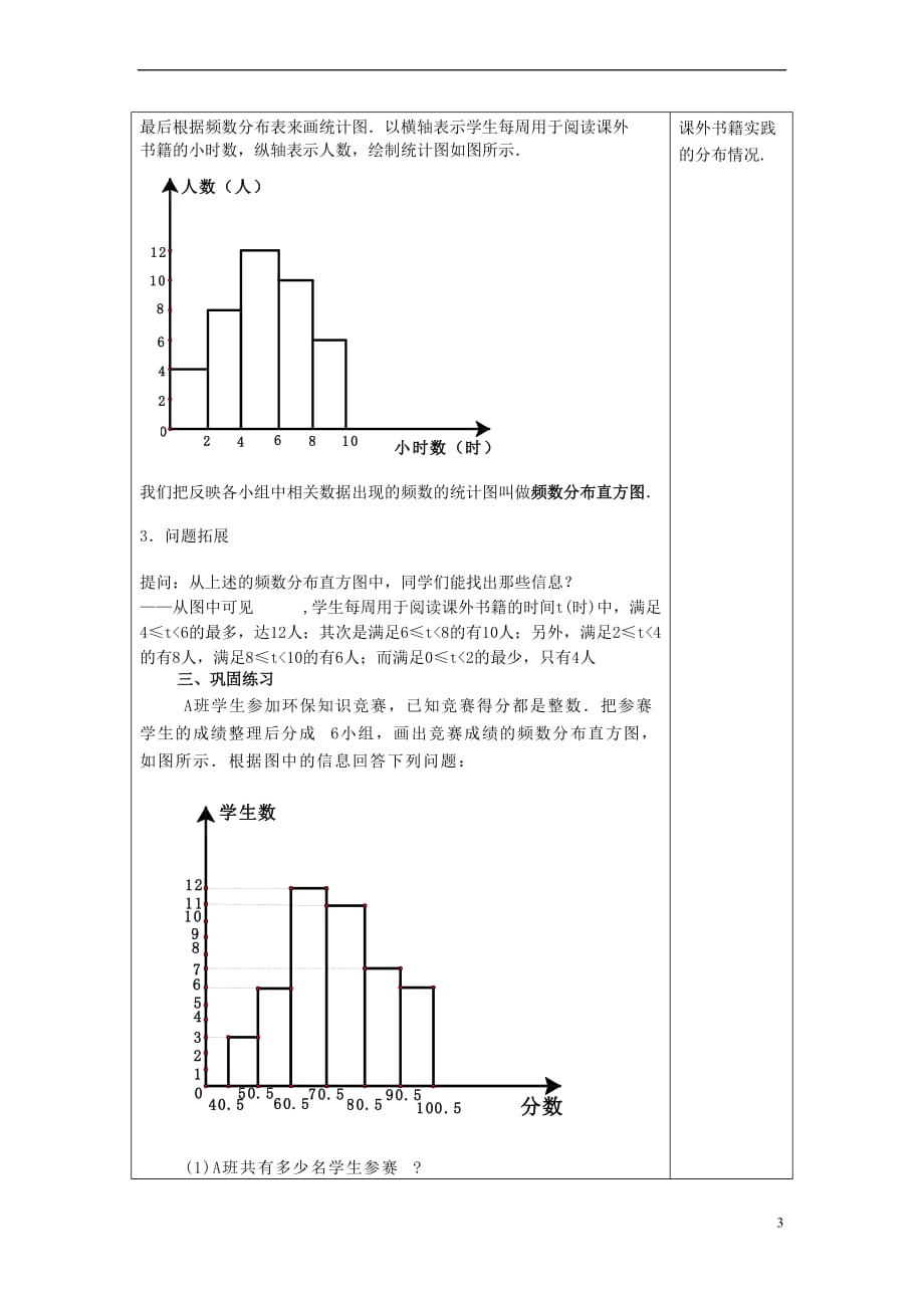 2017春九年级数学下册 28.5 表示一组数据分布的量（1）教案 沪教版五四制_第3页