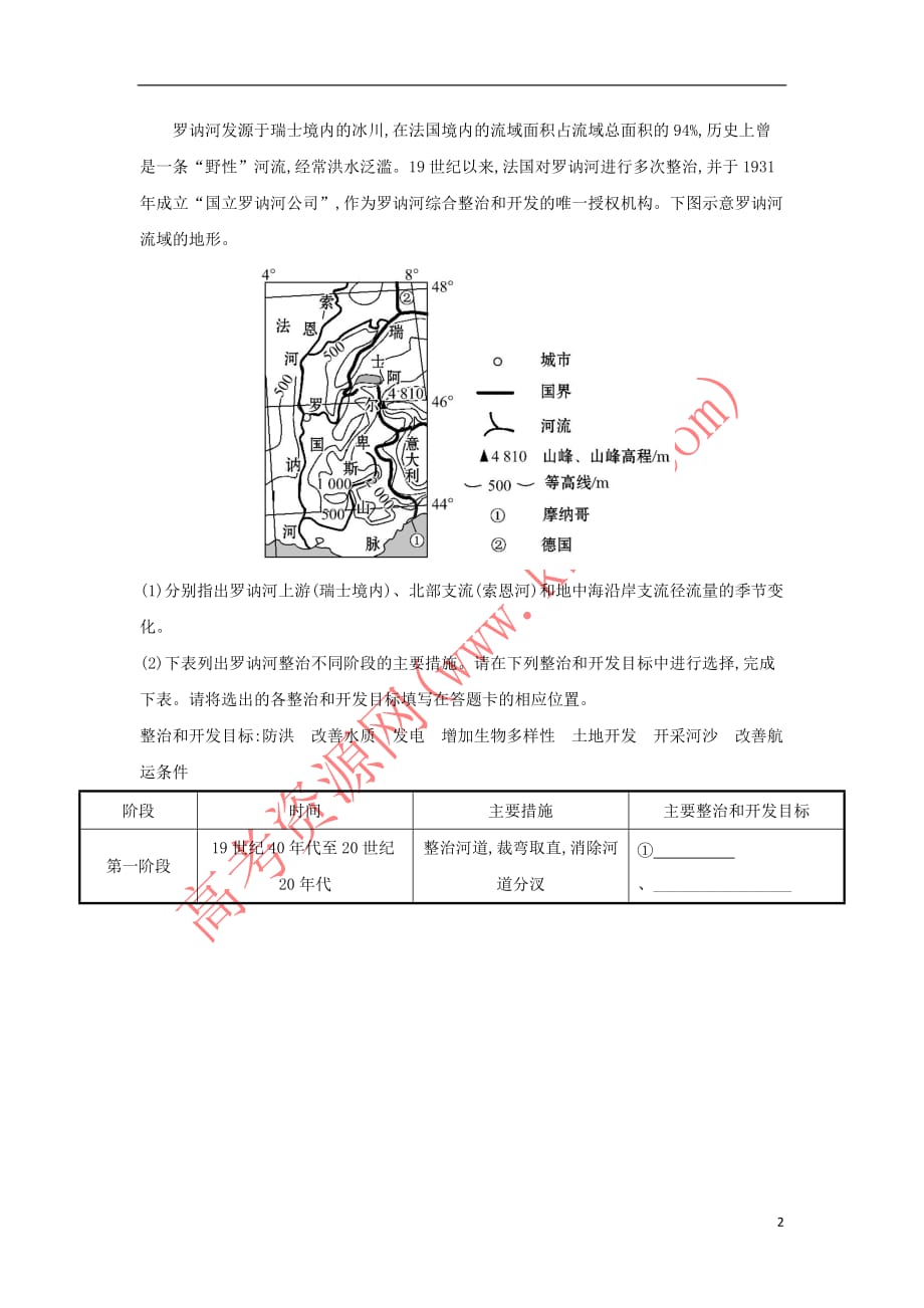 2017－2018学年高中地理 考点13 区域自然资源综合开发利用练习 新人教版必修1_第2页