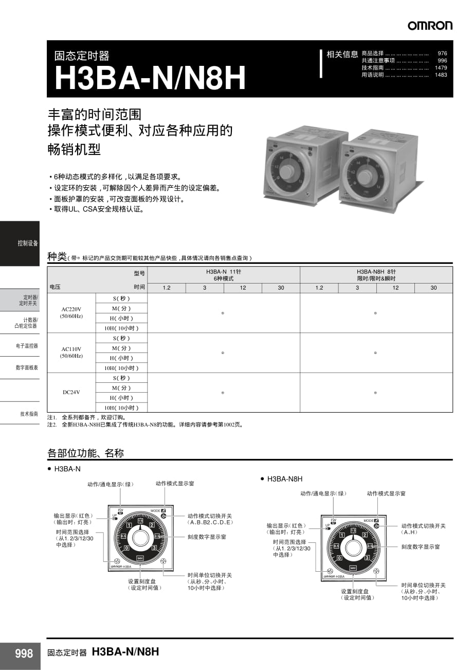 欧姆龙时间继电器h3ba n n8h资料_第1页