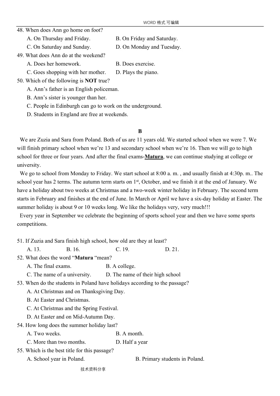 广州英语初一年级上期中考试英语卷__广大附中[含答案解析]_第4页