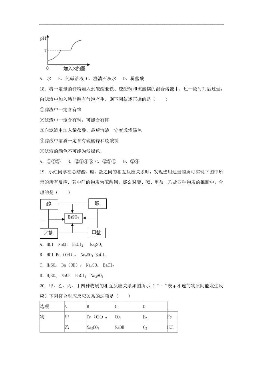 山东省潍坊市寿光市世纪学校2016届中考化学冲刺试题（一）（含解析）.doc_第5页