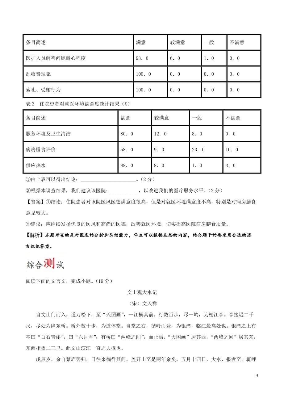 2017－2018学年高考语文一轮复习 周末培优（第17周）语言文字应用+杂记类文言文阅读（含解析）新人教版_第5页