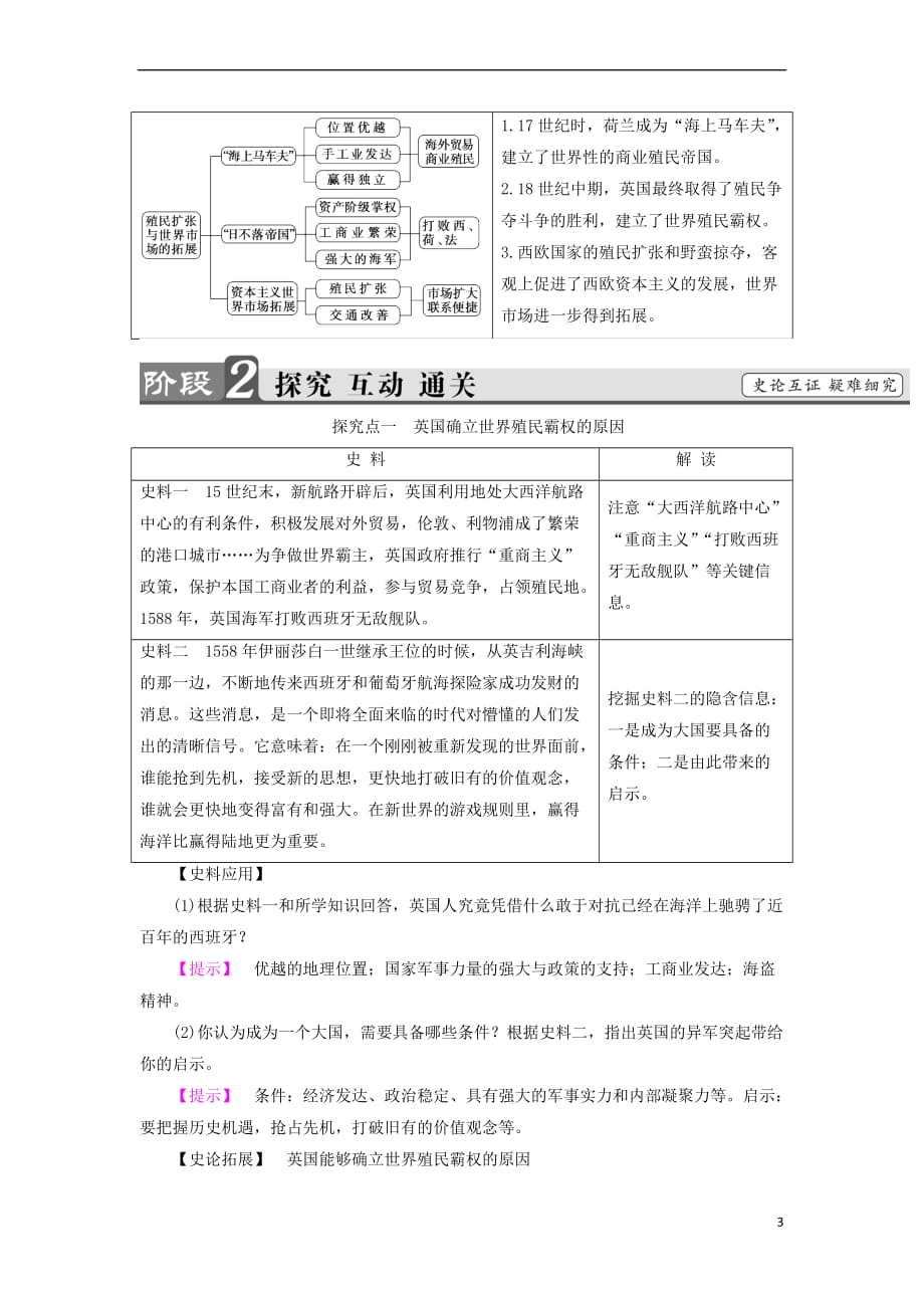 2017－2018学年高中历史 第2单元 资本主义世界市场的形成和发展 第6课 殖民扩张与世界市场的拓展教师用书 新人教版必修2_第3页