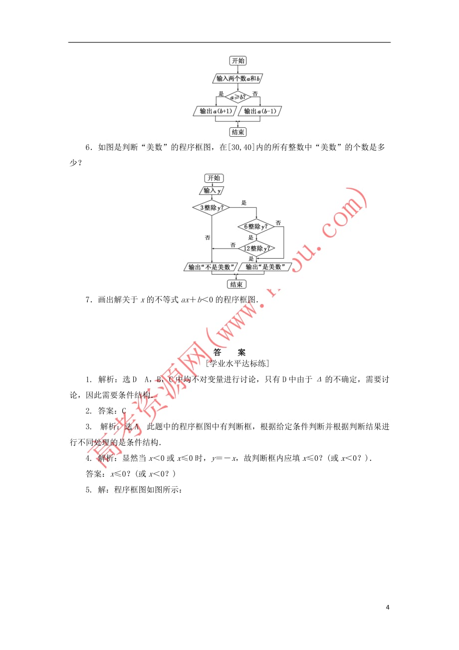 2017年高中数学 课下能力提升（三）条件结构 新人教a版必修3_第4页