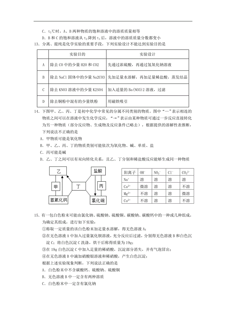 江苏省无锡市滨湖区2016年中考化学一模试题.doc_第3页