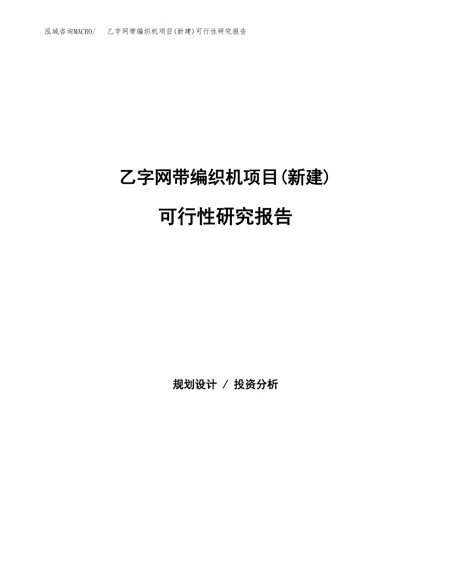 乙字网带编织机项目(新建)可行性研究报告.docx_第1页