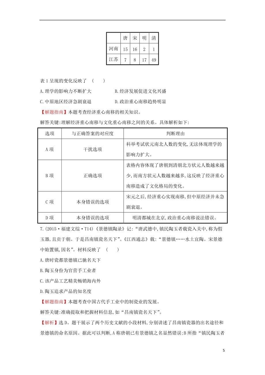 2017－2018学年高中历史 考点9 古代中国经济的基本结构与特点（含2015年高考试题）人民版_第5页