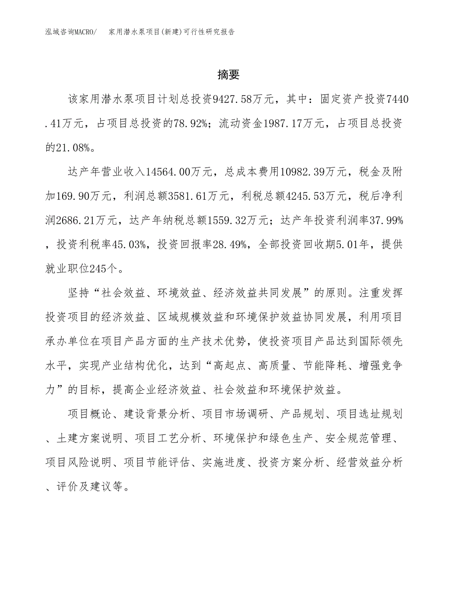 家用潜水泵项目(新建)可行性研究报告.docx_第2页