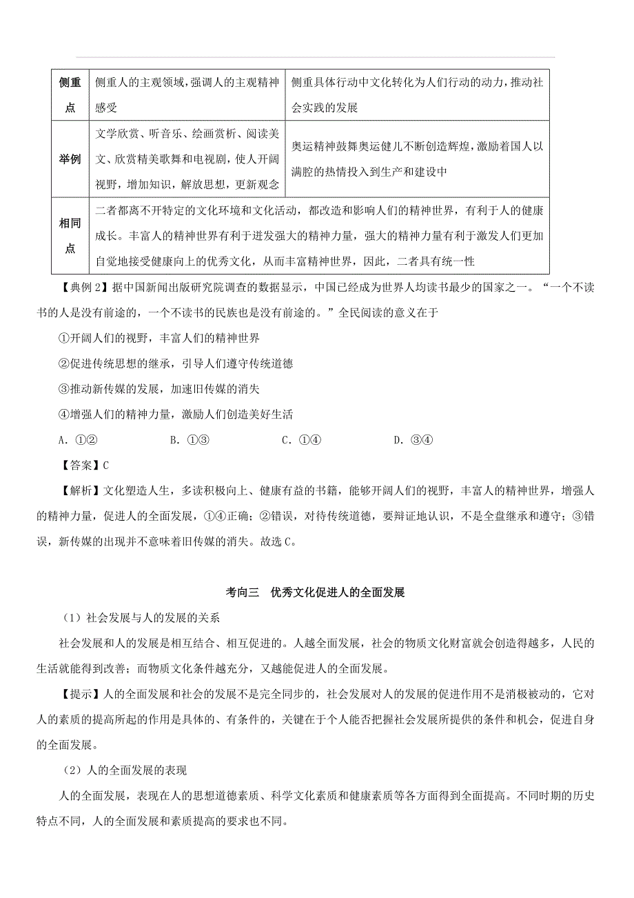 2019年高考政治考点一遍过考点32 文化对人的影响 含解析_第4页