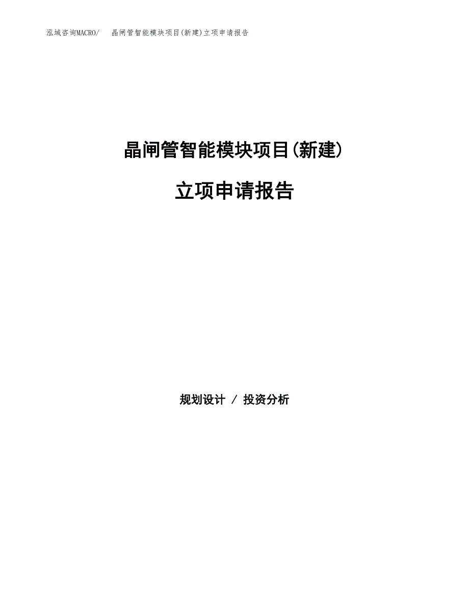 晶闸管智能模块项目(新建)立项申请报告.docx_第1页