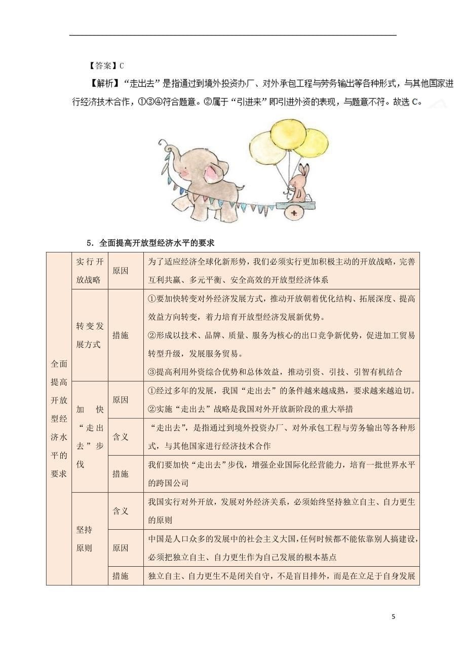 2017－2018学年高中政治 专题11.2 积极参与国际经济竞争与合作试题（含解析）新人教版必修1_第5页