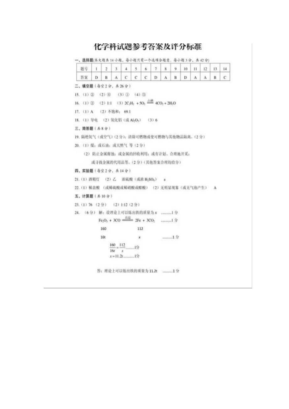 2015年海南省中考化学试卷及答案(word版,答案扫描)_第5页