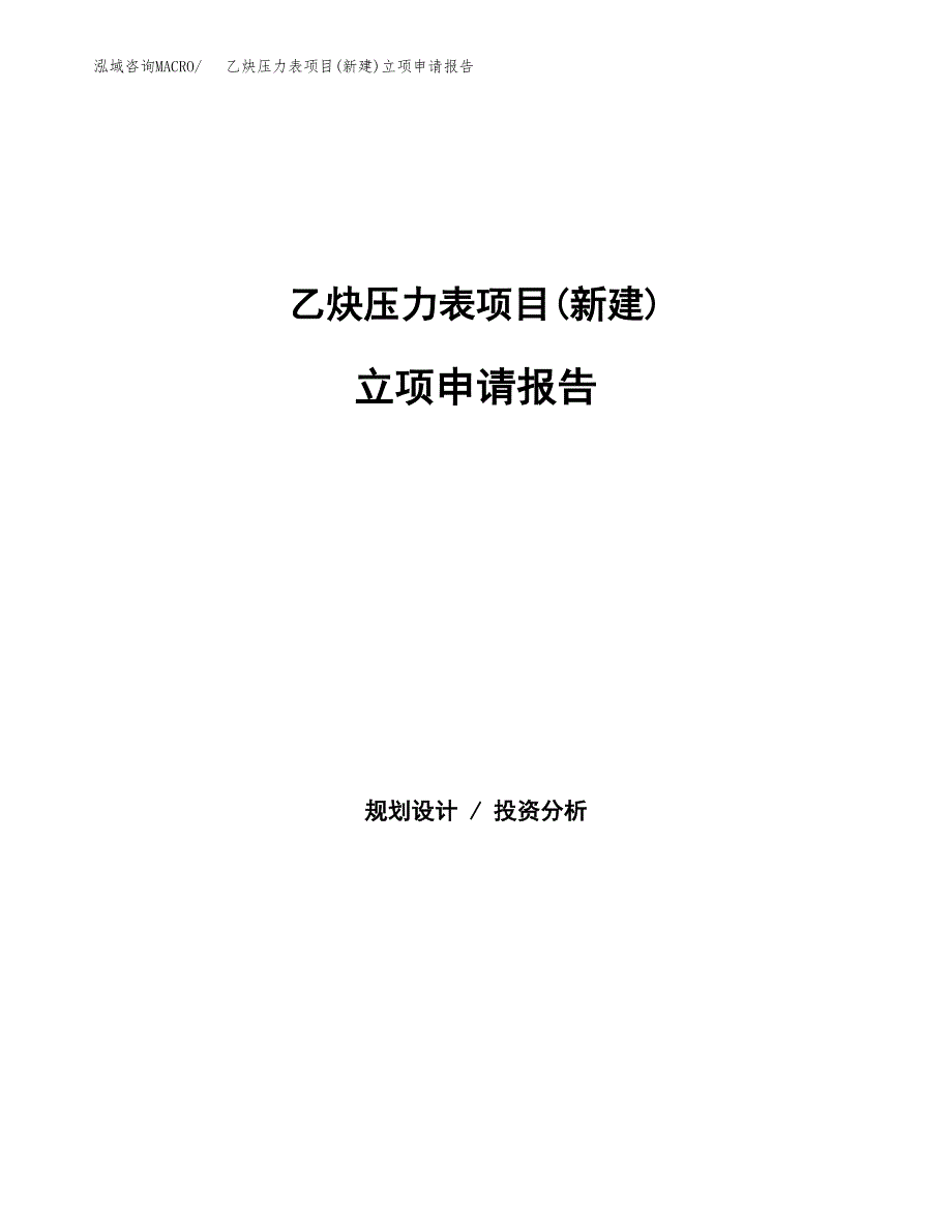 乙炔压力表项目(新建)立项申请报告.docx_第1页