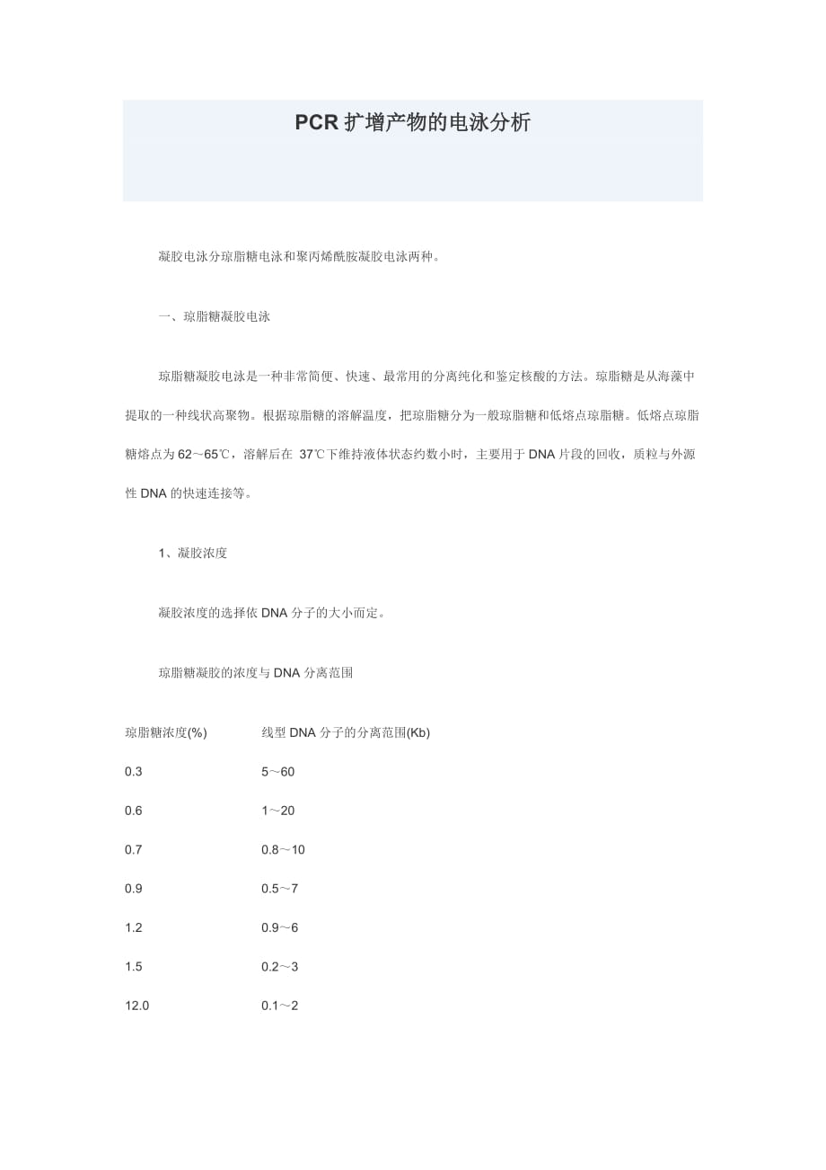 PCR扩增产物的电泳分析_第1页