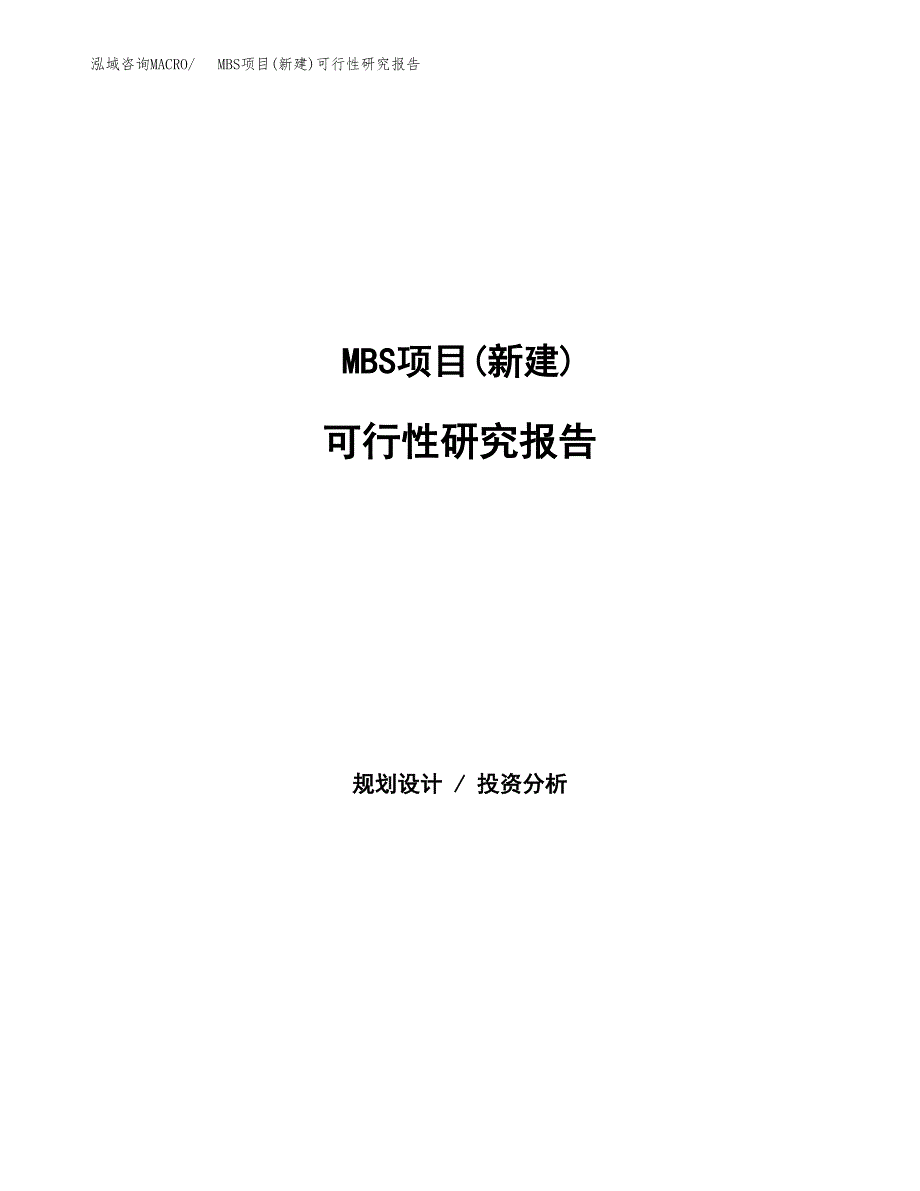 MBS项目(新建)可行性研究报告.docx_第1页