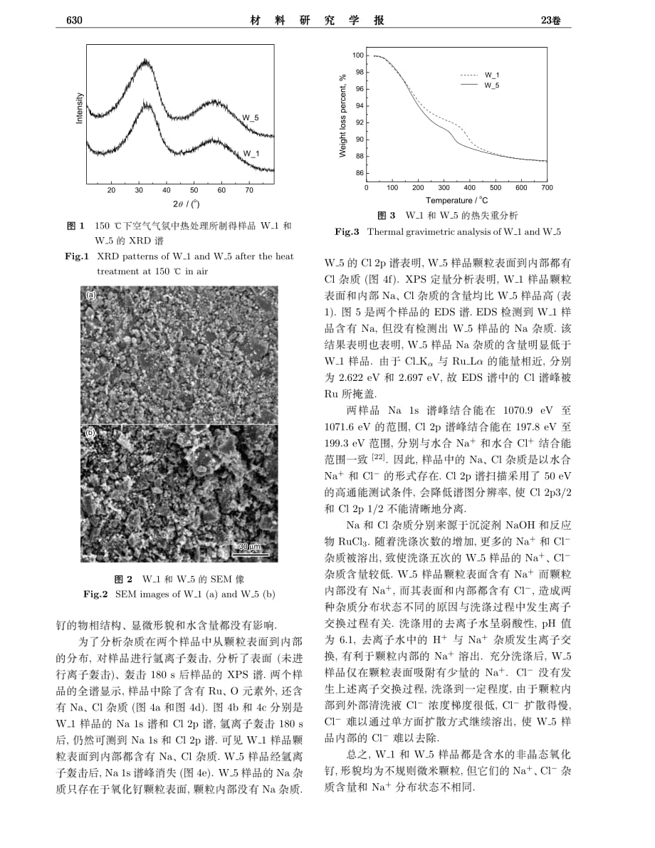 杂质离子对非晶态水合氧化钌电化学超电容性能的影响_第3页