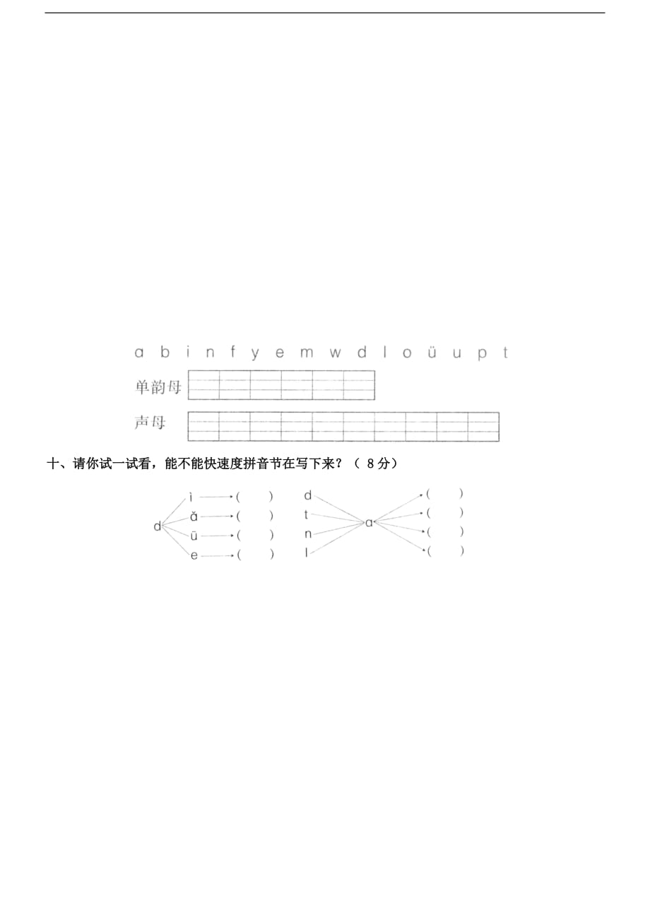 一年级上语文练习题汉语拼音人教新课标_第3页